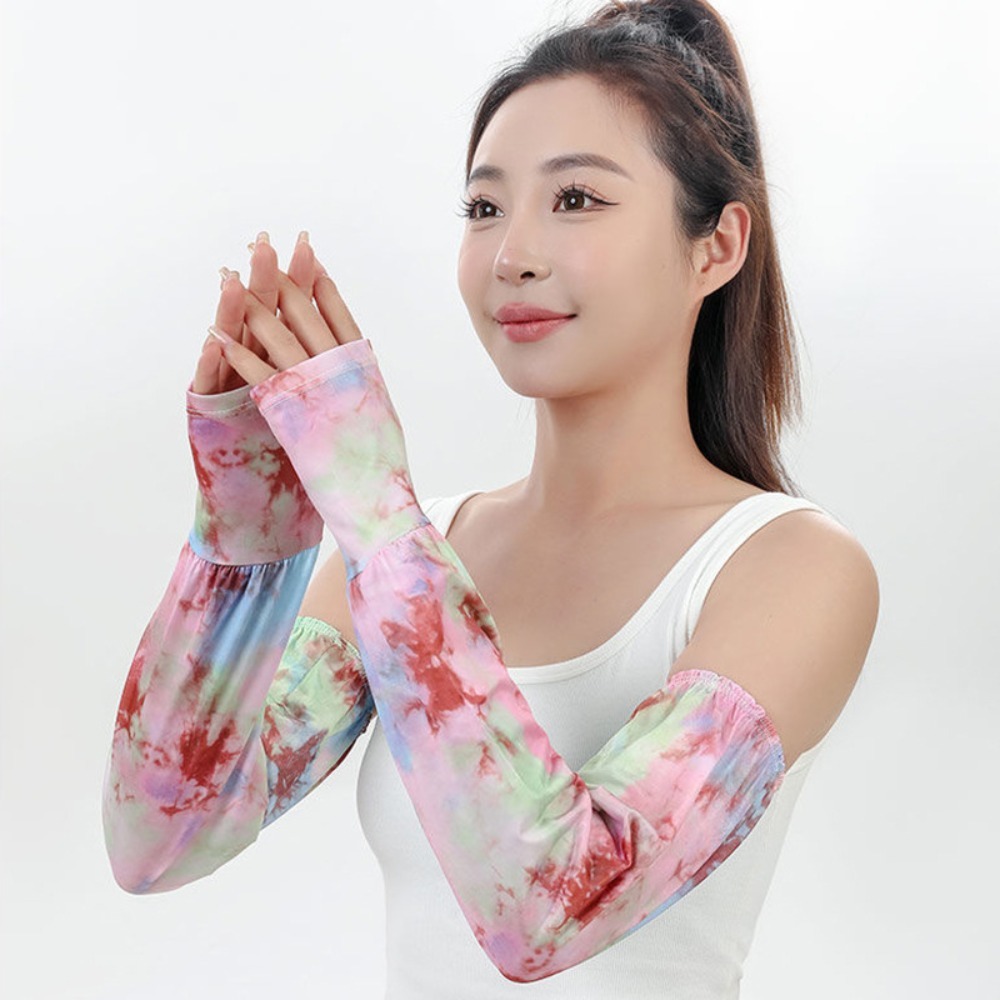 Tie Dyeing Long Ice Silk Sleev - Cycling Gloves 评论和价格