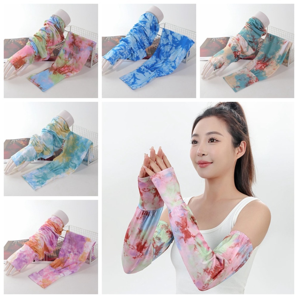 Tie Dyeing Long Ice Silk Sleev - Cycling Gloves 评论和价格