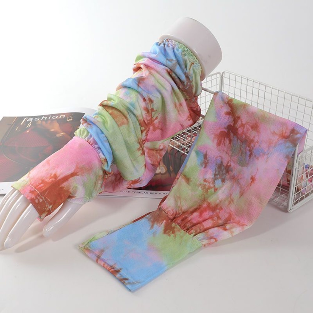 Tie Dyeing Long Ice Silk Sleev - Cycling Gloves 评论和价格